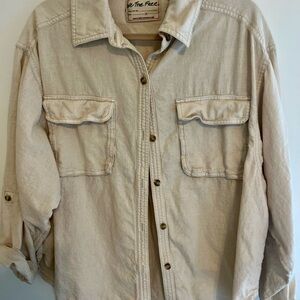 We The Free Beige Button-Up Shirt